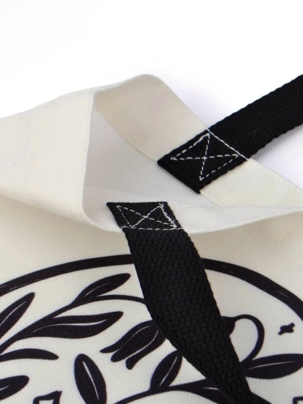 Canvas Tote Bag with Black Bird Print